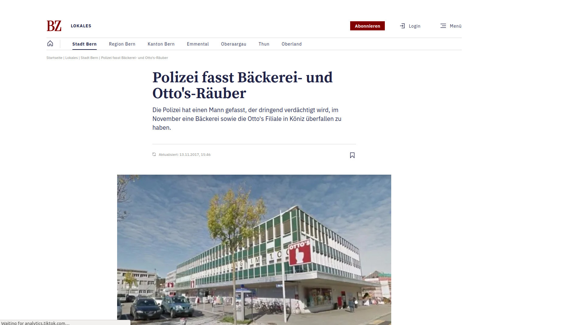 Polizei fasst Bäckerei- und Otto's-Räuber