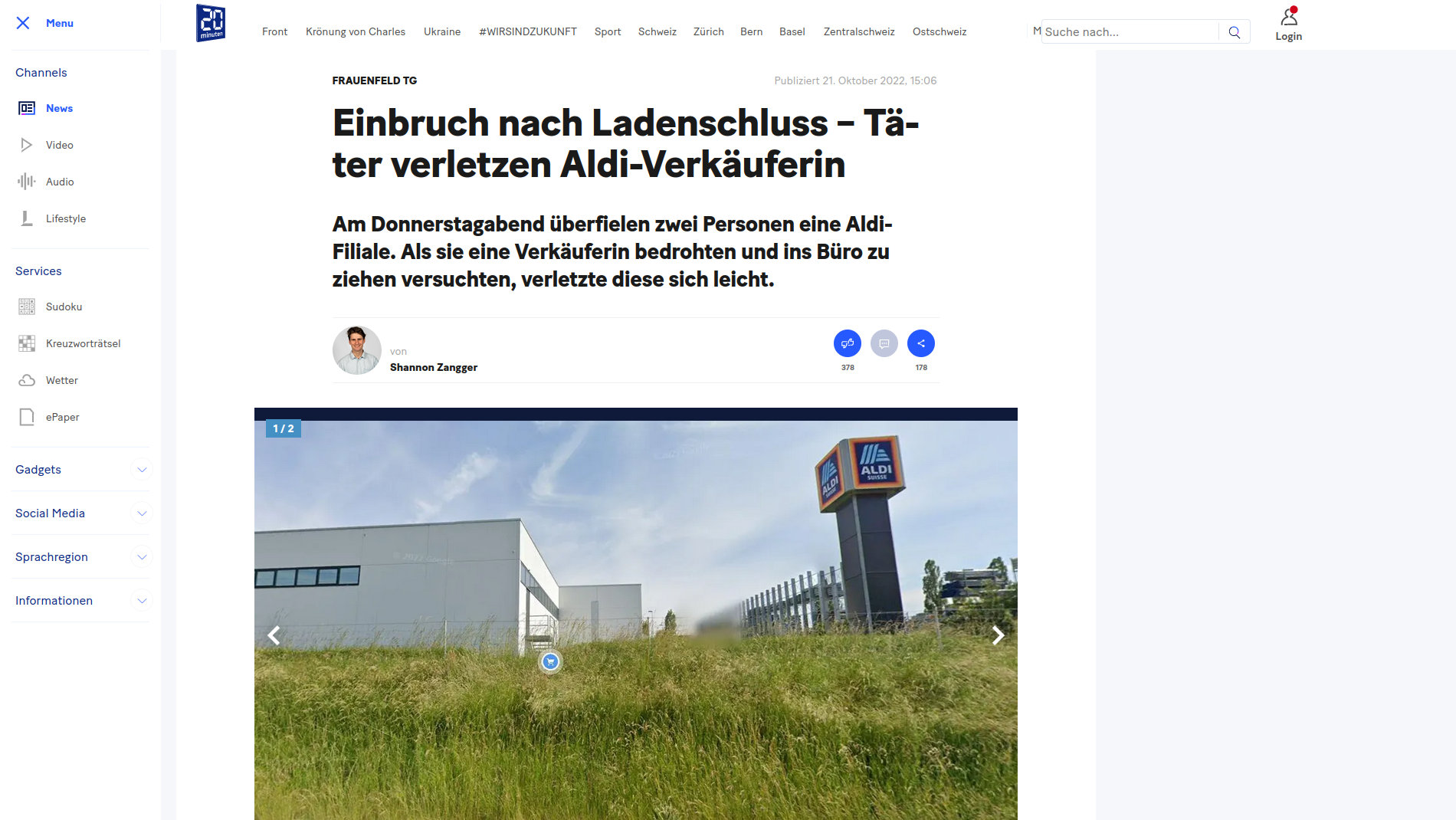 Frauenfeld TG: Einbruch nach Ladenschluss – Täter verletzen Aldi-Verkäuferin