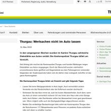 Thurgau: Wertsachen nicht im Auto lassen
