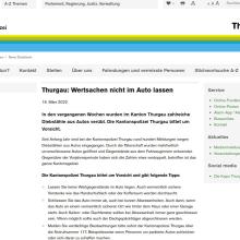 Thurgau: Wertsachen nicht im Auto lassen