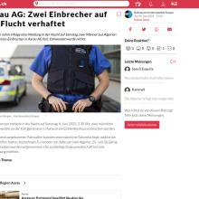 Aarau AG: Zwei Einbrecher auf der Flucht verhaftet