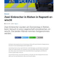 Basel: Zwei Einbrecher in Riehen in flagranti erwischt