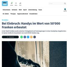 St.Gallen: Bei Einbruch Handys im Wert von 50'000 Franken erbeutet