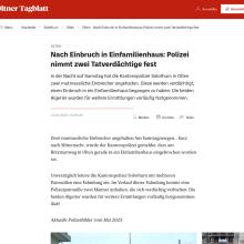  Olten: Nach Einbruch in Einfamilienhaus, Polizei nimmt zwei Tatverdächtige fest