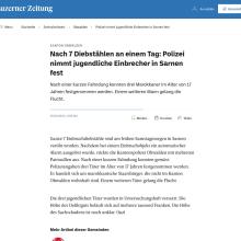 Nach 7 Diebstählen an einem Tag: Polizei nimmt jugendliche Einbrecher in Sarnen fest