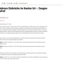 Mehrere Einbrüche im Kanton Uri