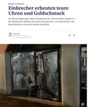 Einbruch in Winterthur: Einbrecher erbeuten teure Uhren und Goldschmuck