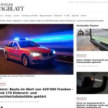 Luzern: Beute im Wert von 420’000 Franken -Rund 170 Einbruch- und Einschleichdiebstähle geklärt