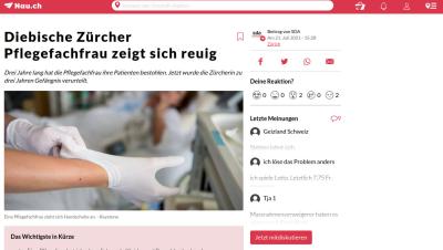 Diebische Zürcher Pflegefachfrau zeigt sich reuig