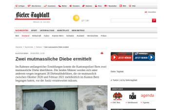 Zwei mutmassliche Diebe ermittelt