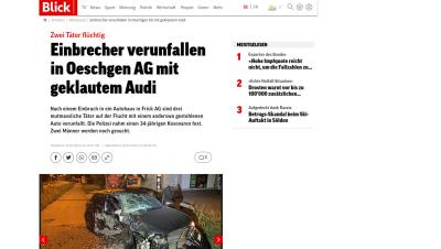 Einbrecher verunfallen in Oeschgen AG mit geklautem Audi