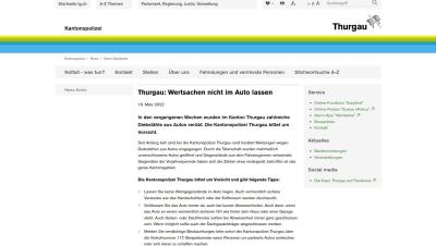 Thurgau: Wertsachen nicht im Auto lassen