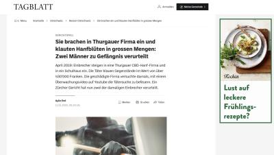 Sie brachen in Thurgauer Firma ein und klauten Hanfblüten in grossen Mengen: