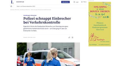 Verhaftung in Winterthur: Polizei schnappt Einbrecher bei Verkehrskontrolle