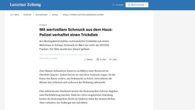 Schwyz: Mit wertvollem Schmuck aus dem Haus - Polizei verhaftet einen Trickdieb