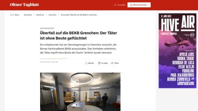 Überfall auf die BEKB Grenchen: Täter flüchtet Richtung Biel