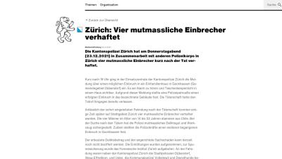 Vier mutmassliche Einbrecher verhaftet 