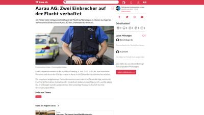 Aarau AG: Zwei Einbrecher auf der Flucht verhaftet