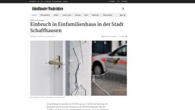Einbruch in Einfamilienhaus in der Stadt Schaffhausen