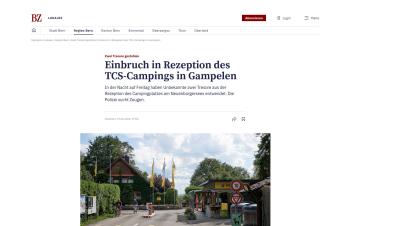 Einbruch in Rezeption des TCS-Campings in Gampelen (Kanton Bern)