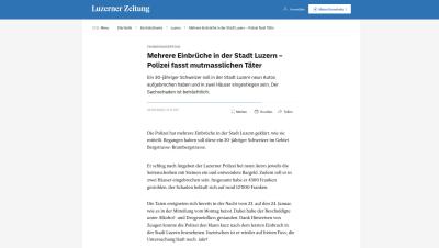 Mehrere Einbrüche in der Stadt Luzern – Polizei fasst mutmasslichen Täter