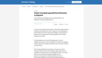 Polizei Obwalden schnappt jugendlichen Einbrecher in flagranti