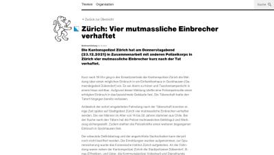 Dübendorf: Vier mutmassliche Einbrecher verhaftet