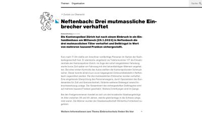 Neftenbach Zürich: Drei mutmassliche Einbrecher verhaftet