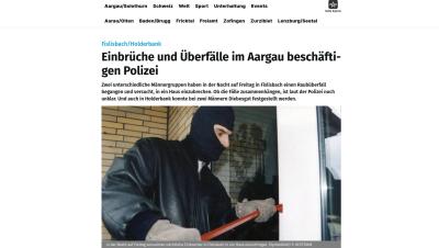 Einbrüche und Überfälle im Aargau beschäftigen Polizei