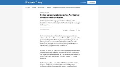 Polizei verzeichnet markanten Anstieg bei Einbrüchen in Nidwalden