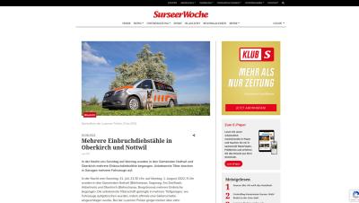 Mehrere Einbruchdiebstähle in Oberkirch und Nottwil