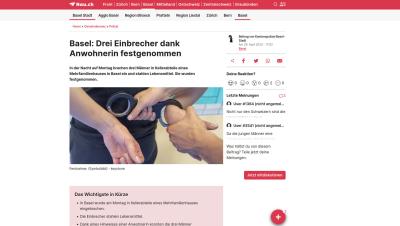 Basel: Drei Einbrecher dank Anwohnerin festgenommen