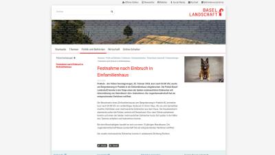 Basel Landschaft: Festnahme nach Einbruch in Einfamilienhaus