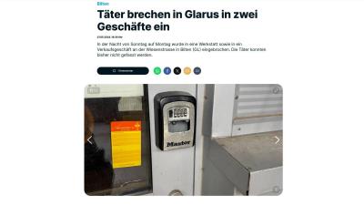 Täter brechen in Glarus in zwei Geschäfte ein