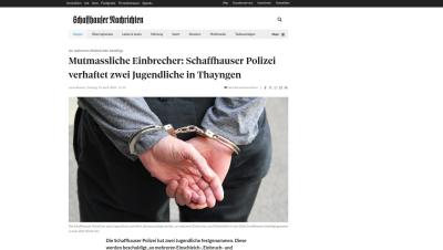 Mutmassliche Einbrecher: Schaffhauser Polizei verhaftet zwei Jugendliche in Thayngen