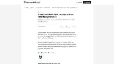 Raubüberfall auf Kiosk in Kriens – mutmasslicher Täter festgenommen