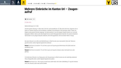 Mehrere Einbrüche im Kanton Uri