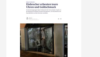 Einbruch in Winterthur: Einbrecher erbeuten teure Uhren und Goldschmuck