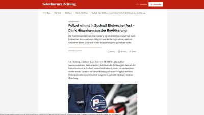 Solothurn: Polizei nimmt in Zuchwil Einbrecher fest – Dank Hinweisen aus der Bevölkerung