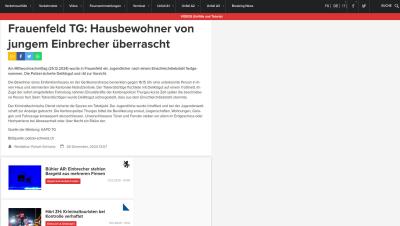 Frauenfeld TG: Hausbewohner von jungem Einbrecher überrascht