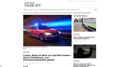 Luzern: Beute im Wert von 420’000 Franken -Rund 170 Einbruch- und Einschleichdiebstähle geklärt