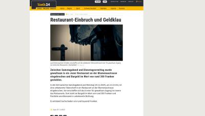 Rapperswil-Jona: Restaurant-Einbruch und Geldklau
