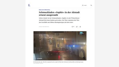 Einbruch in Winterthur: Schmuckladen «Saphir» in der Altstadt erneut ausgeraubt